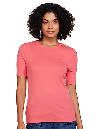 Image of Marks & Spencer Womens Solid Cotton Crew Neck Regular Fit T Shirt