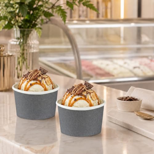 Image of Coppetta 5-Ounce Dessert Cups, 50 Disposable Ice Cream Cups - Lids Sold Separately, Sturdy, Gray Paper Frozen Yogurt Bowls, For Hot And Cold Foods, Perfect For Gelato Or Mousse - Restaurantware