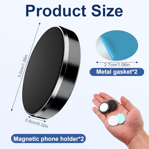 2 Stück Runde Handyhalterung Auto Magnet mit Klebepad, Universelle Runde Handy Magnethalterung fürs Auto Werkzeuglose Installation, Magnet Handyhalterung für iPhone 16 15 Pro Samsung Huawei Usw