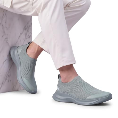 Image of Neeman's Curve Knit Slip On Shoes for Men | Casual Slip On Shoes | Lightweight Walking Shoes | Breathable Knit Upper | Comfortable Cushioned Shoes | Stretch Fit | EVA Sole with Grip