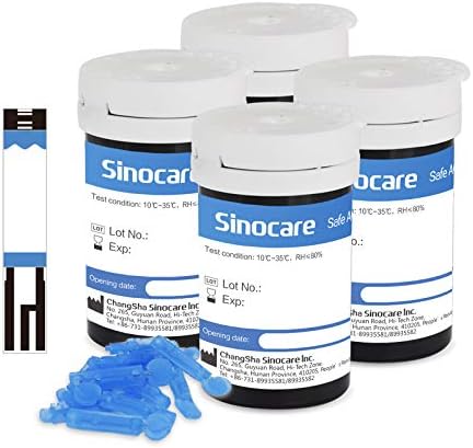 sinocare Safe AQ Angel Diabetes Strips /Blood Glucose Test Strips Require No Code x 100 pcs ( Only for sinocare Safe AQ Angel blood glucose monitor)