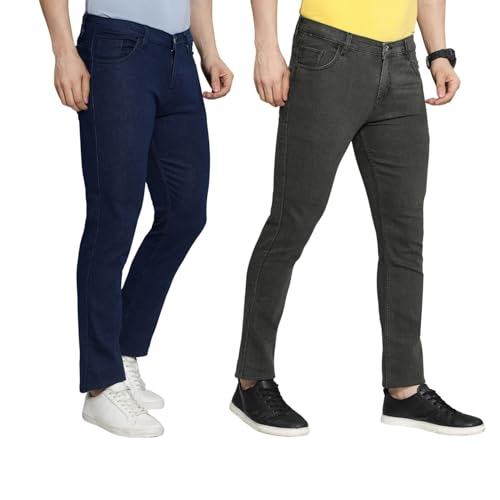 Image of DAIS Men's Stretchable Slim Fit Mid Rise Jeans, Pack of 2, (Combo of 2 Jeans)