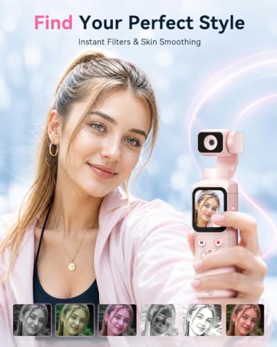 Image of 4K Vlogging Camera, Pocket Camera for Beginners | PDAF Autofocus, 330 AI Face Tracking, EIS Anti-Shake, Lightweight, WiFi App Control, Webcam Function, Touchscreen (BLUSHPINK)