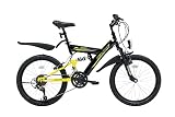 20 Zoll Kinder Jungen Mädchen Fahrrad Kinderfahrrad MTB Mountainbike Fahrrad Rad Bike 10 Gang Beleuchtung Fully VOLLFEDERUNG KDS 2600 Schwarz GELB