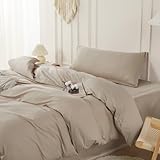 Picture of SAPHREAS Duvet Cover Set Twin Size 100% Organic Cotton, Soft Bedding Comforter Cover with Zipper Closure & Corner Ties, Comforter Not Included, Beige