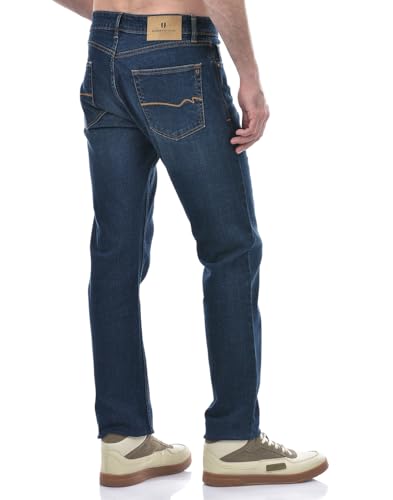 Image of Numero Uno Mens Straight Fit Dark Blue Mild Wash Sustainable Stretchable Jeans