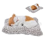 DISPOSITIVO DE SONIDO: Hay una pequeña etiqueta en la parte posterior del gatito. Al presionarlo, el gato de simulación emitirá un sonido.Hay una pequeña etiqueta en la parte posterior del gatito, el gato puede hacer un sonido cuando se lo presiona. ¡Miau miau miau! ¡Muy lindo!