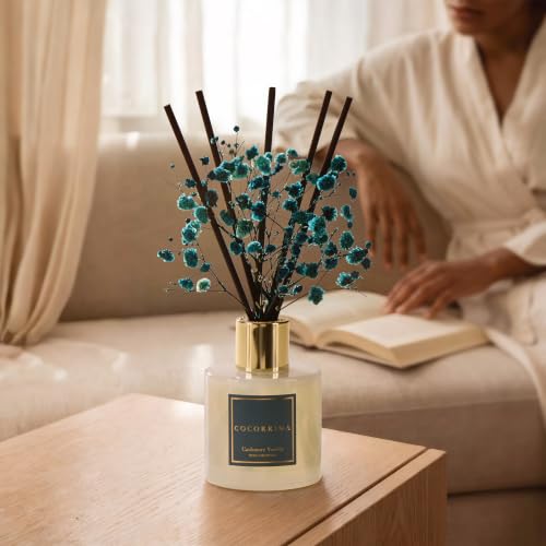 Image of COCORRINA Reed Diffuser - Cashmere Vanilla 3.38 fl oz Reed Diffuser for Bedroom Bathroom Home Decor