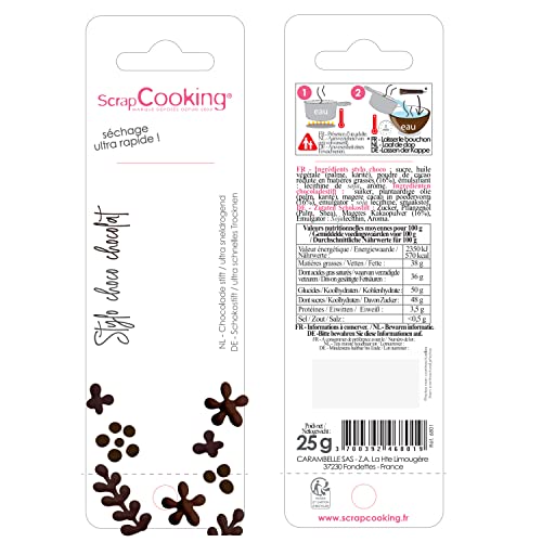 ScrapCooking - Schokoladenstift Braun - Zuckerschrift Schoko 25 g - Essbarer Dekorativer Zuckerstift - Schreiben und Zeichnen - Beschriftung von Fondant, Glasuren, Torten - 6801