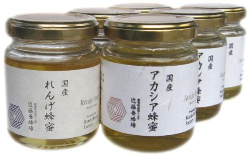 近藤養蜂場 国産れんげ蜂蜜 140g×3個 & 国産アカシア蜂蜜 140g×3個セット