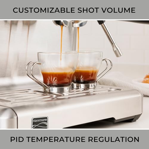 Kenmore Espresso Machine - Automatic Coffee Maker With Auto Tamper, Auto Cleaning, Milk Steamer & Frother, Bean Grinder, Make Professional Barista Style Cappuccino, Latte, Stainless Steel - Image 7