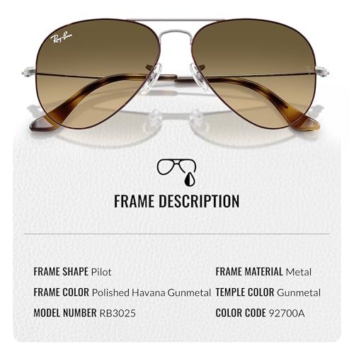 Ray-Ban RB3025 AVIATOR LARGE METAL Pilot Shaped Sunglasses for Men & Women with Official RAYBAN Eyewear Kit3