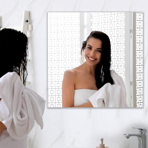 Image of Square Frameless Wall Mirror - Modern Decorative Mirror for Bathroom, Bedroom, Living Room, Entryway & Dressing Room. (24 x 24 INCH)