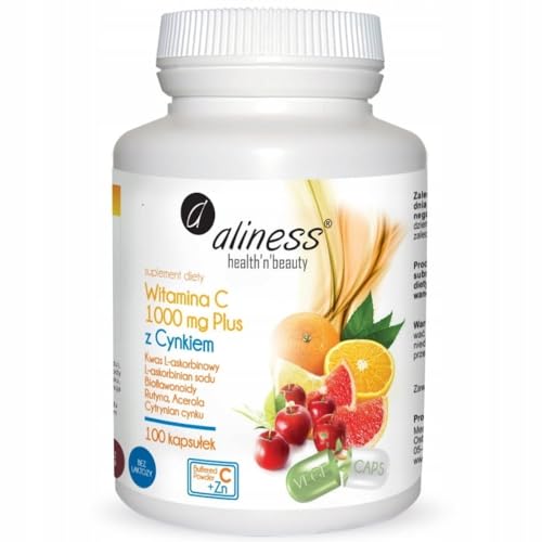 Aliness - Vitamin C 1000mg PLUS mit Zink - Widerstand - Nahrungsergänzungsmittel - 100 Kapseln