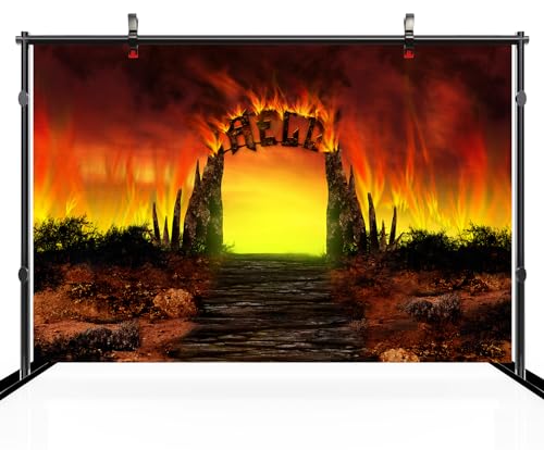 CHNYWORK 7x5ft Hell Backdrop Hell Gate Life After Death Hellfire Heaven Hell Stairway Background Halloween Christian Religious Belief Church Theme Party Decor Portrait Photo Booth Props Wallpaper - image 3