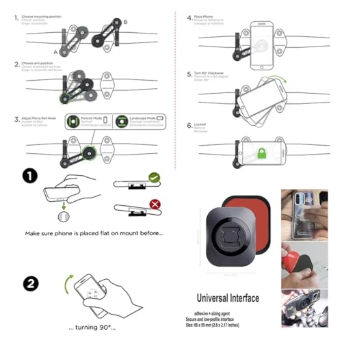 Kit montage support de téléphone moto guidon robuste et stable - 4