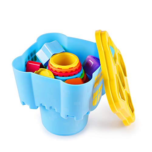 Happkid Stacking Cups with Castle Stacker for Toddler, Stacking and Sorting Nesting Toys Game for Kids from 12 Months (18 PCS)