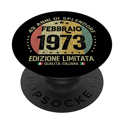 Vintage febrero 1973 mujer hombre regalo 49 años cumpleaños PopSockets PopGrip Intercambiable