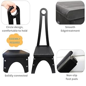 Besuerte Wooden Step Stool with Tall Handle One Step Stool for Adults with Non Slip Mat Multipurpose Step Stools for Adults for Kitchen Bathroom and Bedroom Black