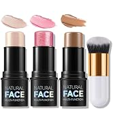AWCCXMYM 3 Colors Cream Contour Stick Highlighter Blush Bronzer Stick Face Brighten Eyeshadow Con...