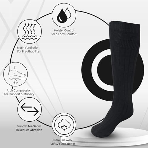 Scottish Highland Kilt Hose for Men, Ribbed Socks for USA Shoe Sizes, Wool Blend2