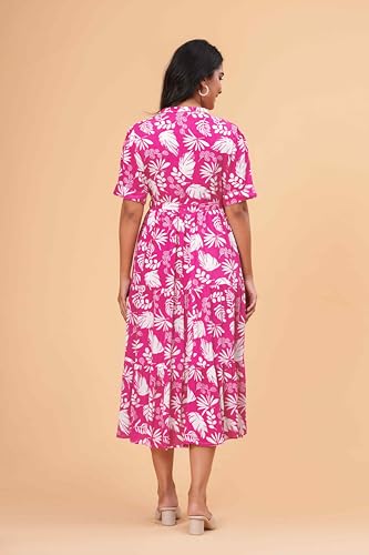 Image of Women's Stylish Floral Printed One-Piece Maxi Dress for Women - Elegant Long Dress