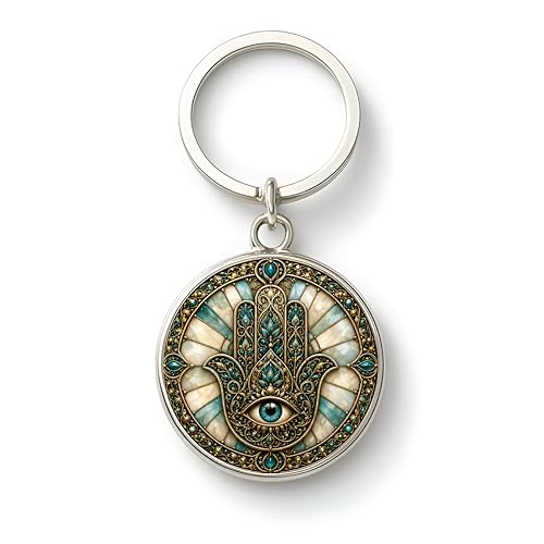 Image of MG | Protective Evil Eye /Spiritual Symbols /Om /Motivational Keychains | Double-Sided Metal Key Ring | Good Luck and devine Charm for Car, Bike, Home & Office