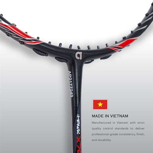 Image of Apacs iHawk X70 (Unstrung) Full Graphite Ultra Strong Carbon Fibre (75-79g) | 35 LBS Max Tension | 3D Power Frame | Made in Vietnam Badminton Racket with Full Cover (Black) (All Rounder)