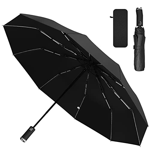 Folding Inverted Led Rain Umbrella: Inverted Reflective Umbrella Windproof Umbrella Travel Umbrella Compact Automatic Open Close, Folding Umbrella Upside Down With Safety Reflective Strip Rainproof #TOP1