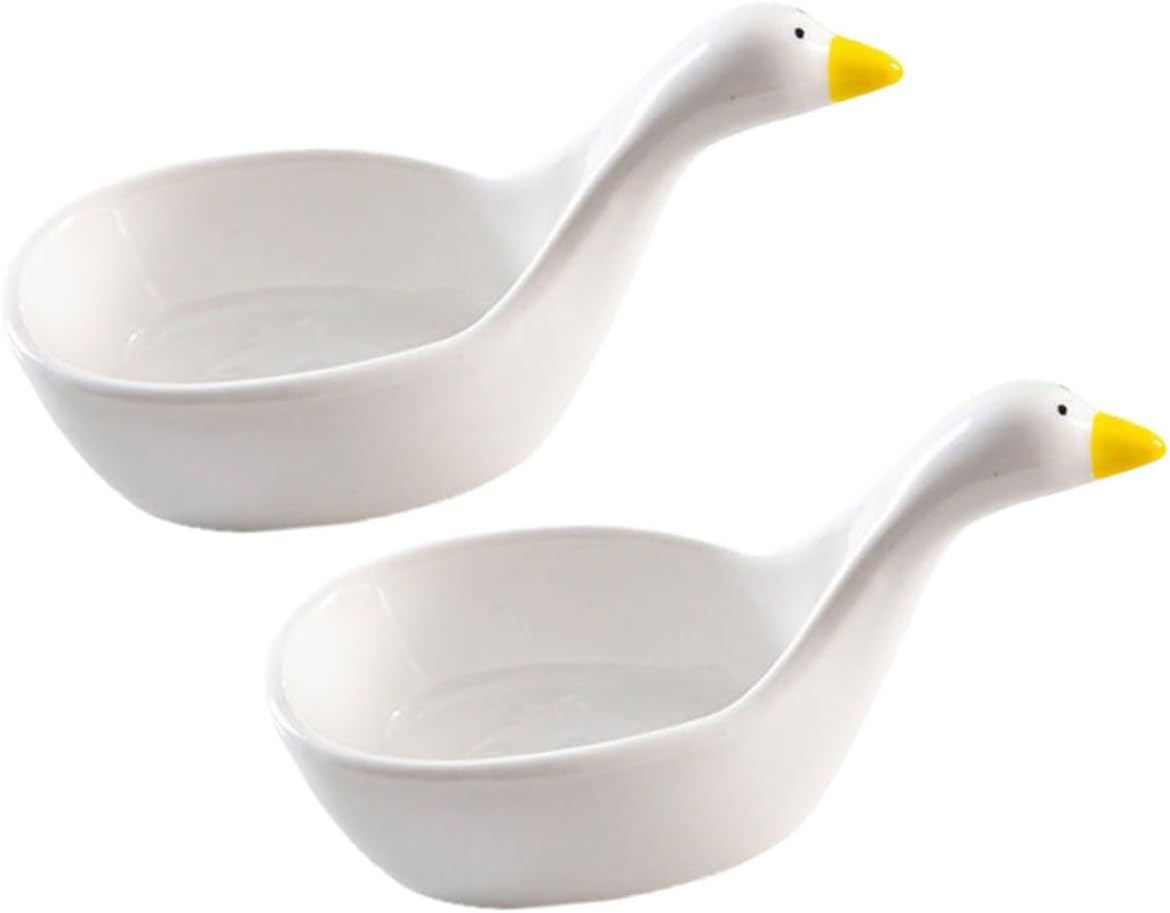 VICASKY 2pcs Cartoon Ceramic Seasoning Plates Small Dip Bowls Porcelain Sauce Dipping Bowls for Appetizers Side Dish Serving and Condiment Use