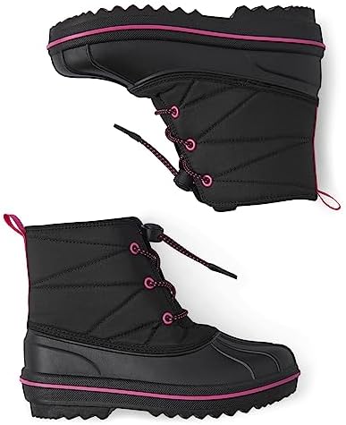 The Children's Place Girls Winter Lace Up Snow Boots, Black, 1 Big Kid | Image 1