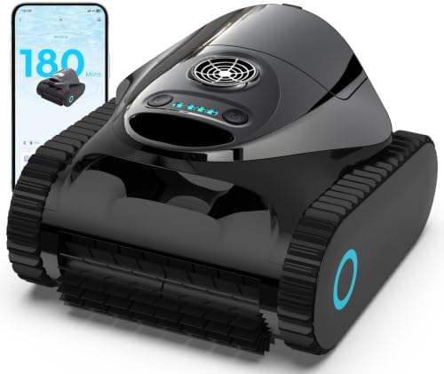 (2026 New) C1 Cordless Pool Cleaner with Wall Climbing & Waterline Scrubbing, APP Control, 7 Cleaning Modes & Paths, Triple Motors & Dual Brushes, Ideal for In-Ground Pool up to 1,615 sq.ft, Jet Black