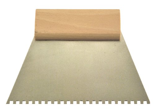 Image of Steel Adhesive Spreader 180mm, Notched 4x4mm. Wooden Handle (0932)