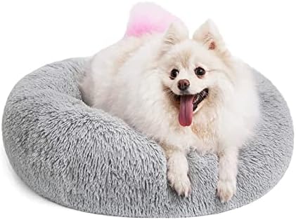 Lohofrnny Dog Bed, Large Dogs, Cat Bed, Washable Fluffy Dog Bed, Doughnut Dog Bed, Soft Plush Round Dog Sofa for Small, Medium and Large Dogs, Cats (50 cm, Light Grey)
