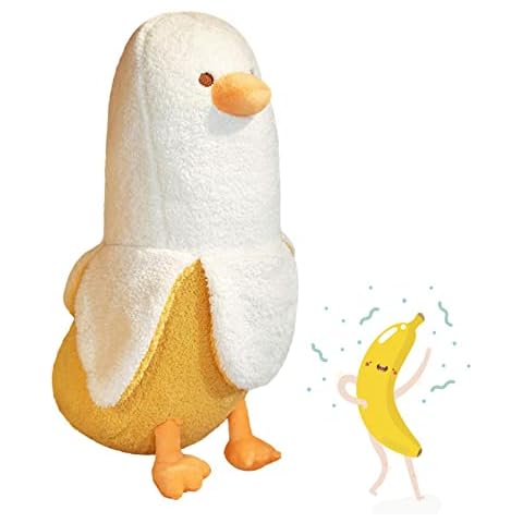 Banana Duck Plush Toy, Soft Banana Duck Stuffed Animals Plushies Doll, Cute Banana Plushie, Elastic Hugging Sleeping Plush Pillow, Banana Duck Plush Throw Pillow Lumbar Pillow For Gift Home Decoration Cover