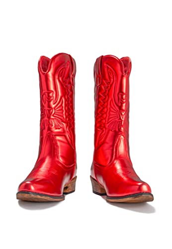 Image of IUV Cowboy Boots For Women Mid Calf Cowgirl Boots Pointy Toe Western Boot