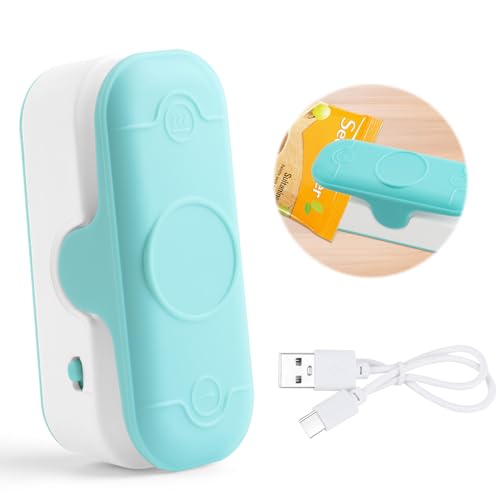 Mini Sellador de Bolsas de Plastico,Mini Selladora de Bolsas, Máquina de Sellado Térmico,Sellador al Vacío, Portatil,Snack,Máquina de Sellado Portátil ABS,Recargable,Para Almacenamiento de Alimentos