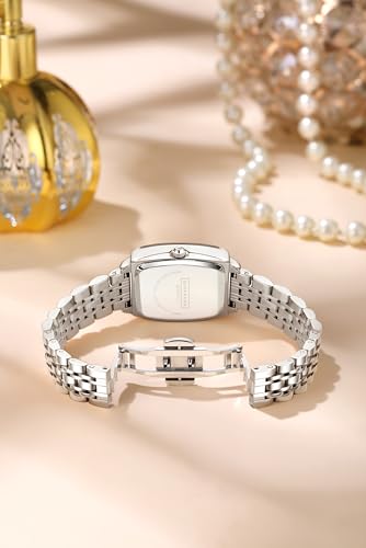 Image of Giordano Analog Watch for Women - Elegant Square Cut-Glass Dial, Crystal Roman Numerals, Stainless Steel Strap - Stylish Luxury Timepiece & Gift - GZ-60117