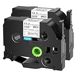 USUPERINK 2 Pack Compatible for Brother HSe-241 HSe241 HS-241 HS241 17.7mm Black on White Heat Shrink Tube Label Tape use in PT-D400 PT-D600 PT-E300 PT-E500 PT-P750WVP Label Maker (0.69''x 4.92ft)