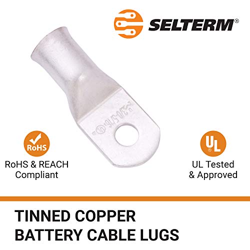 Image of SELTERM 10pcs 3 /0 AWG 5 /16 inch Stud Marine Grade Tinned Copper Battery Lugs