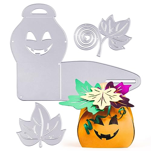BETESSIN Fustelle Stencil Cutting Dies Scatola Zucca Halloween Fustelle Scatoline Bomboniere Portaconfetti Caramelle Zucca per Halloween Vigilia d’Ognissanti Artigianato Fai da Te