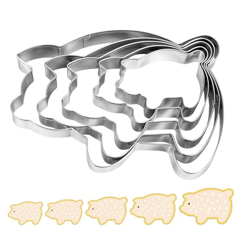 Sibba 5Pcs Pig Cookie Cutter Set, Mexican Stainless Steel Puerquito