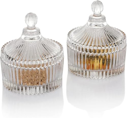 Image of Glass Candy Dish with Lid, Crystal Candy Jar, Decorative Candy Bowl, Cookie Jar, Jewelry Dish, Covered Candy Jar, Small Glass Jars for Buffet, Kitchen, Home