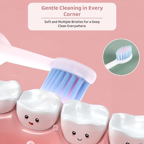 Image of StarAndDaisy Toddler Manual Toothbrush, Soft Bristles, Toddler Toothbrushes, Kids& Training W /Teething Handle, 4+ Years. (Pink), 1 Piece