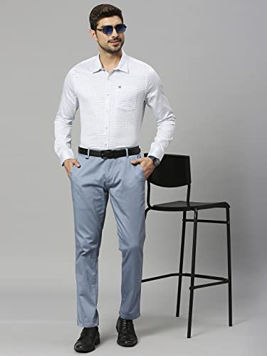 Image of HammerSmith Men's Printed Slim Fit Cotton Formal Shirt with Spread Collar and Long Sleeves