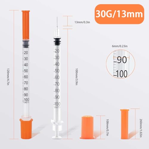 1ml Syringes with 30G 1/2" (13mm) Needle, Individual Wrapped, 30PACK (1CC 30G 1/2"-30PACK)