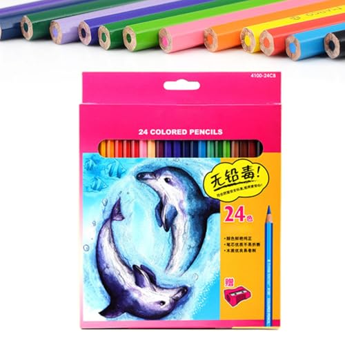 Lápices de Colores para Libros para Colorear de Adultos - 24 Unidades De Minas De Colores - Utensilio de Dibujo para Bocetar Arte Tareas Viajes
