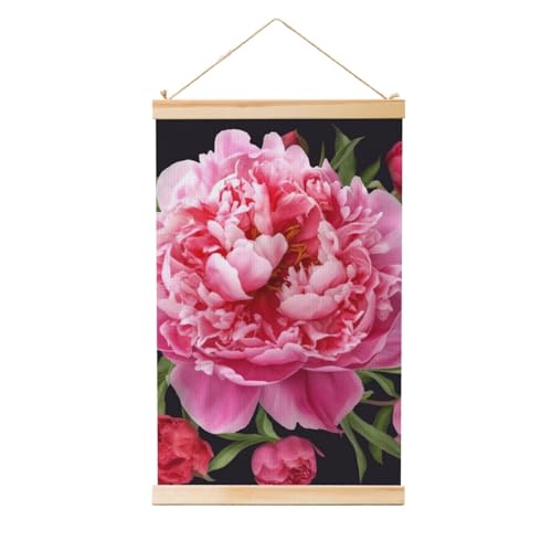 Peinture murale pivoine pour creer un salon cosy avec une banniere en bois vintage