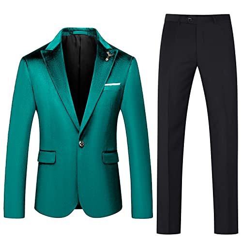 Costume deux pièces pour homme avec veste en velours chic et pantalon noir habillé