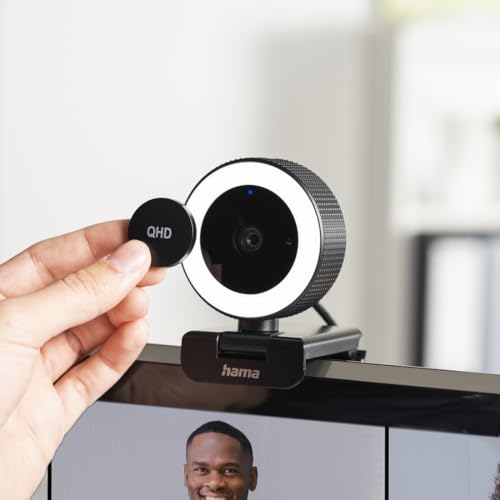 Hama Hama Webcam mit Licht, Fernbedienung, Zoom, mobil (QHD 2K PC-Kamera mit Dual Mikrofon, Streaming-Cam, Ringlicht-Webcam Abdeckung, Autofokus, 360° drehen 89° neigen, 1/4-Zoll-Gewinde f. Stativ) schwarz - Zusatzansicht 16 | 4K-Webcams